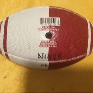 Red and White Striped Football